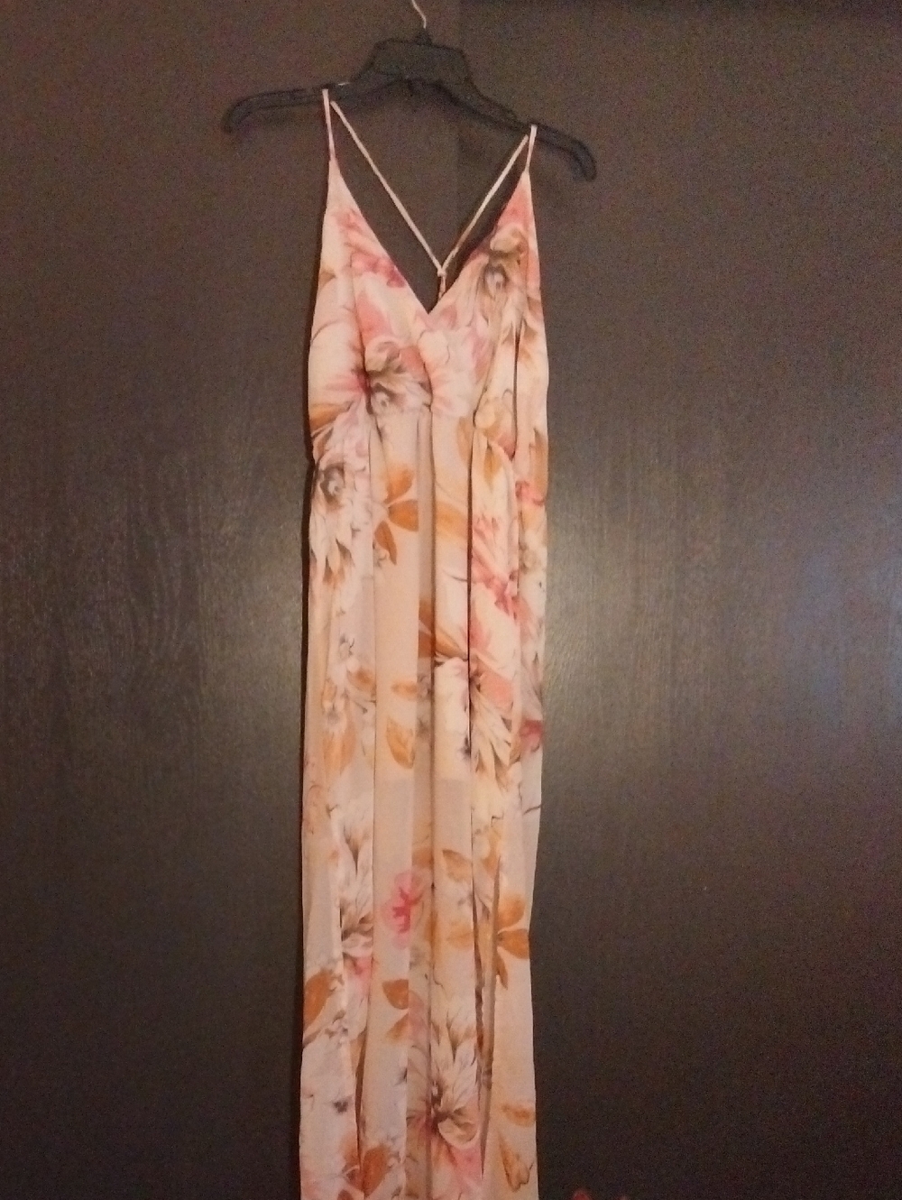 Floral Pink V-Neck Maxi Dress with Spaghetti Straps By Charlotte Russe